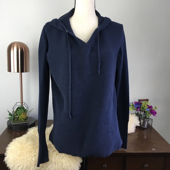 Athleta Sweaters - Athleta ribbed pullover hoodie dark blue